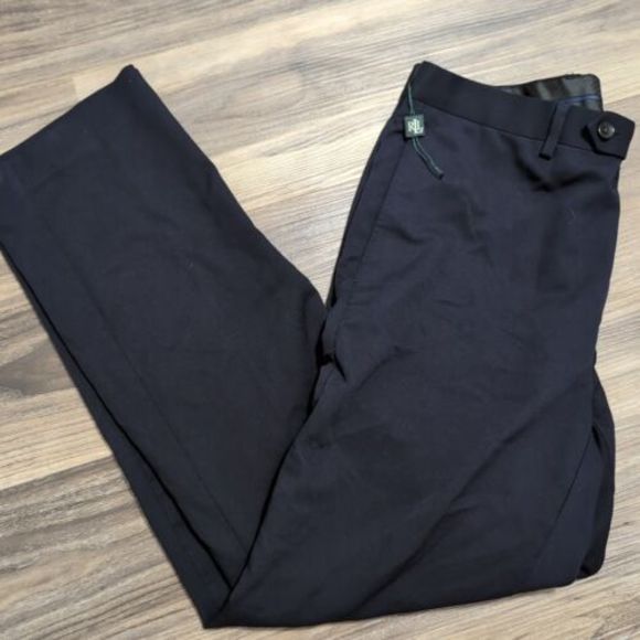 $95‎ Lauren Ralph Lauren Dress Pant Men actual 34x32 Blue Covert Twill Ultraflex - Picture 1 of 6
